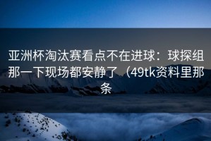 亚洲杯淘汰赛看点不在进球：球探组那一下现场都安静了（49tk资料里那条