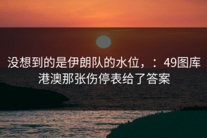 没想到的是伊朗队的水位，：49图库港澳那张伤停表给了答案