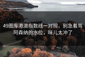 49图库港澳指数线一对照，别急着骂阿森纳的水位，味儿太冲了