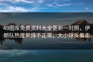 49图库免费资料大全更新一对照，伊朗队热度飙得不正常，大小球反着走