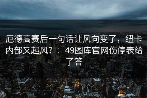 厄德高赛后一句话让风向变了，纽卡内部又起风？：49图库官网伤停表给了答