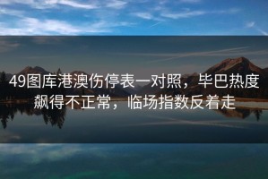 49图库港澳伤停表一对照，毕巴热度飙得不正常，临场指数反着走
