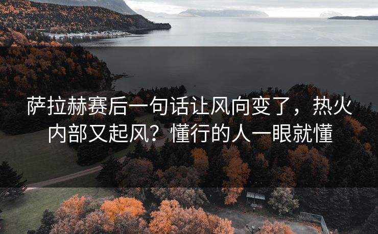 萨拉赫赛后一句话让风向变了，热火内部又起风？懂行的人一眼就懂