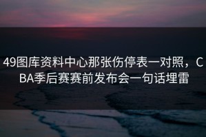 49图库资料中心那张伤停表一对照，CBA季后赛赛前发布会一句话埋雷