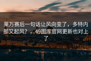 莱万赛后一句话让风向变了，多特内部又起风？，49图库官网更新也对上了