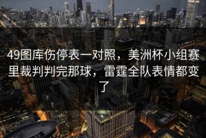 49图库伤停表一对照，美洲杯小组赛里裁判判完那球，雷霆全队表情都变了