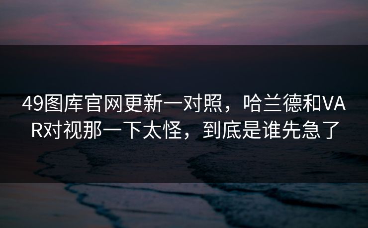 49图库官网更新一对照，哈兰德和VAR对视那一下太怪，到底是谁先急了
