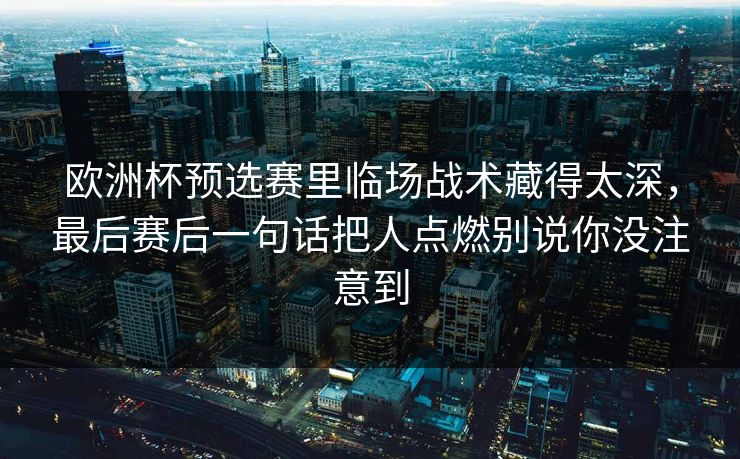 欧洲杯预选赛里临场战术藏得太深，最后赛后一句话把人点燃别说你没注意到